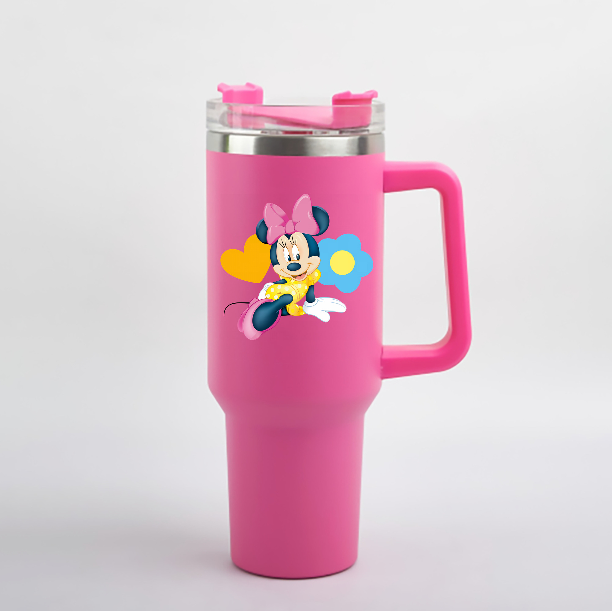 （画像用） ミッキーマウス Mickey Mouse 1200mL車用タンブラー - クリスタルステッカー（プラスチックストロー付き）
